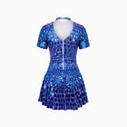 Mini abito blu in paillettes