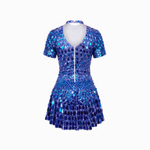 Mini abito blu in paillettes