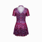 Mini abito fuchsia scuro in paillettes