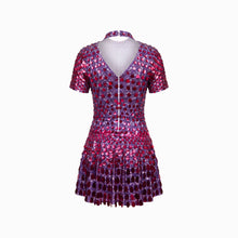 Mini abito fuchsia scuro in paillettes