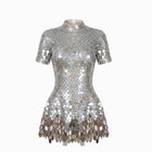 Mini abito argento in paillettes
