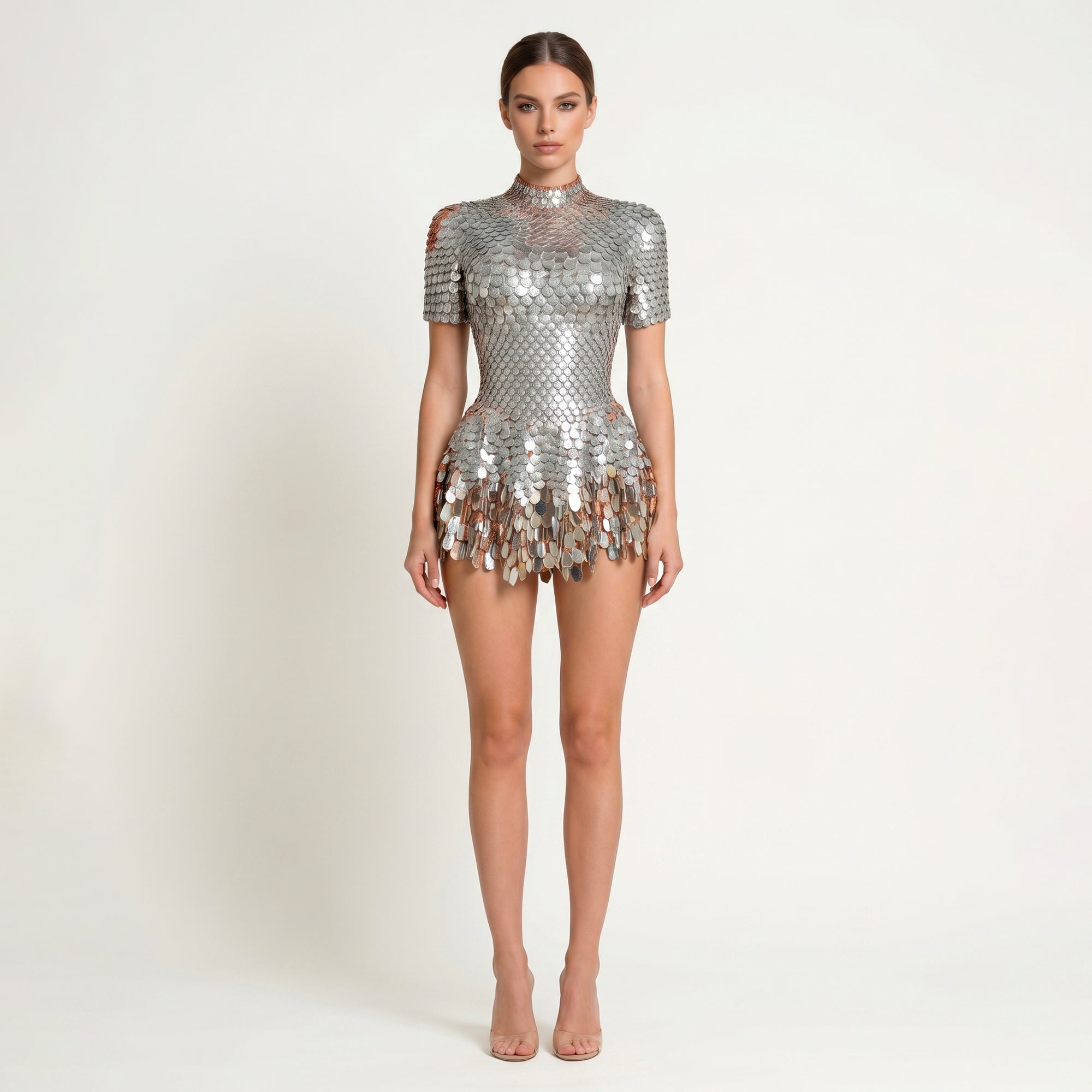 Mini abito argento in paillettes