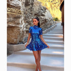 Mini abito blu in paillettes