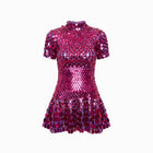 Mini abito fuchsia scuro in paillettes