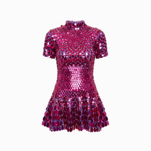 Mini abito fuchsia scuro in paillettes
