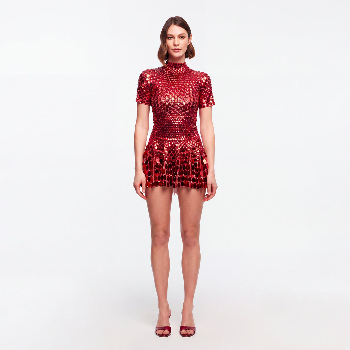 Mini abito rosso in paillettes