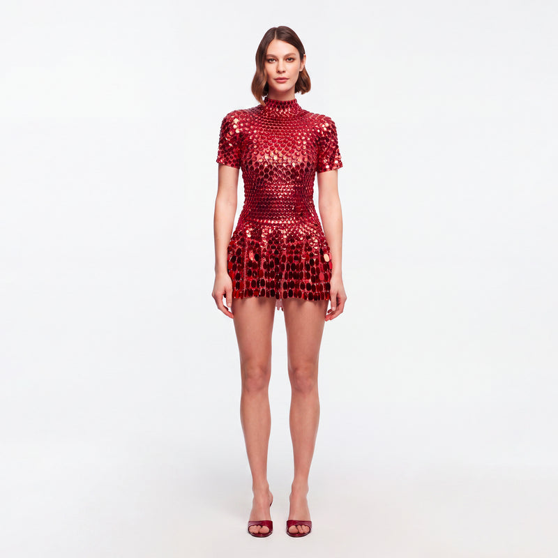 Mini abito rosso in paillettes