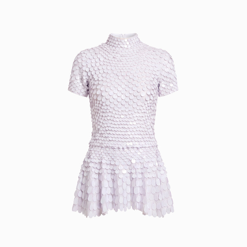 Mini abito bianco in paillettes