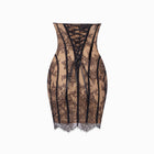 Mini abito nero bustier con pizzo