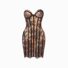 Mini abito nero bustier con pizzo