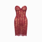 Mini abito rosso bustier con pizzo