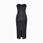 Abito midi nero fasciante con scollo a cuore