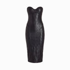 Abito midi nero fasciante con scollo a cuore