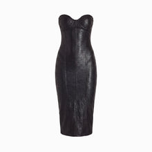 Abito midi nero fasciante con scollo a cuore