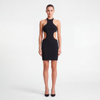 Mini abito nero fasciante con cut-outs