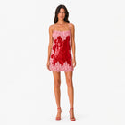 Red lace and sequin mini dress