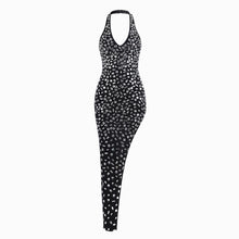 Black bodycon maxi dress with crystals