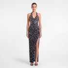 Black bodycon maxi dress with crystals