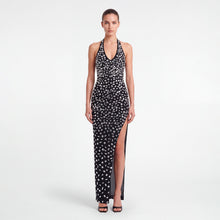 Black bodycon maxi dress with crystals