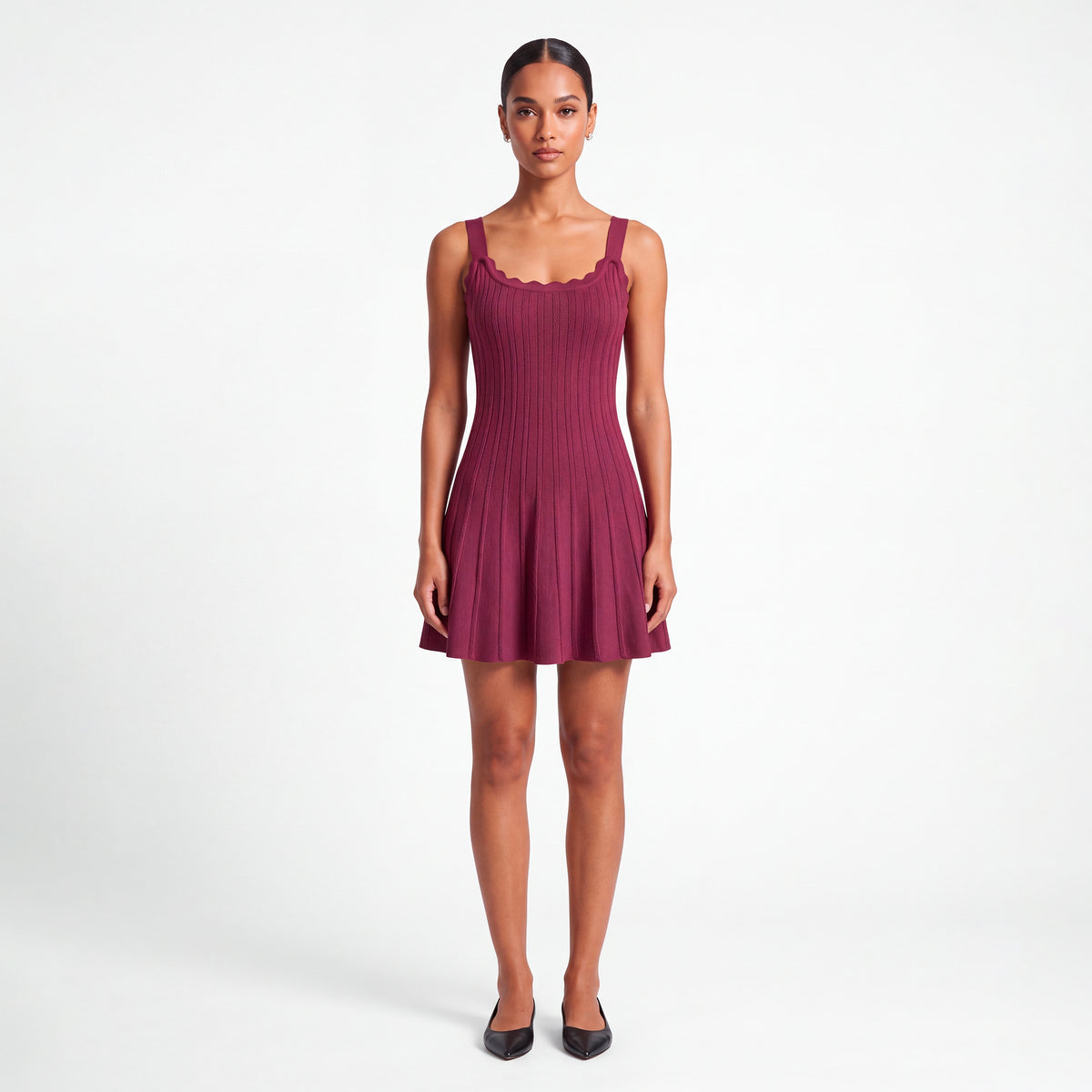 Mini abito burgundy in maglina
