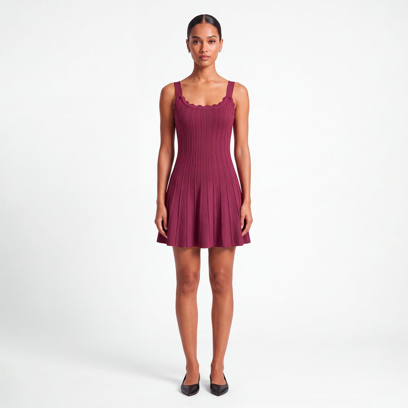 Mini abito burgundy in maglina