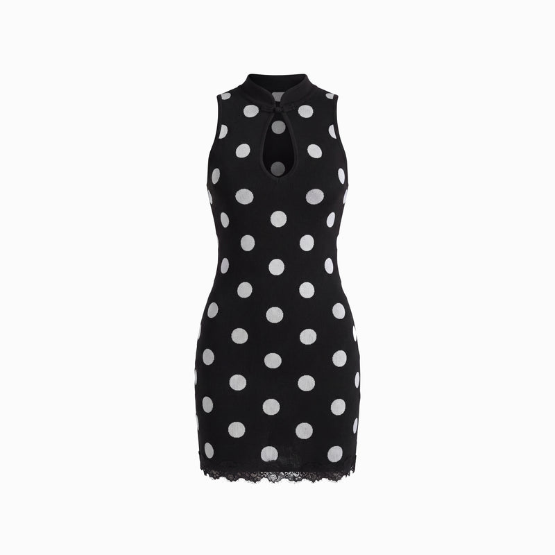 Mini abito nero pois in maglina