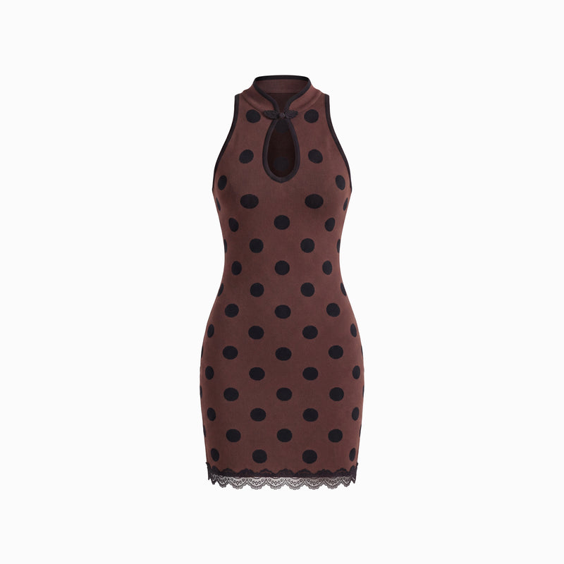 Mini abito chocolate pois in maglina