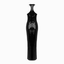 Black sequins slit dress