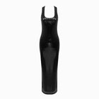 Black sequins slit dress