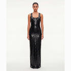 Abito lungo nero in paillettes