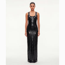 Abito lungo nero in paillettes