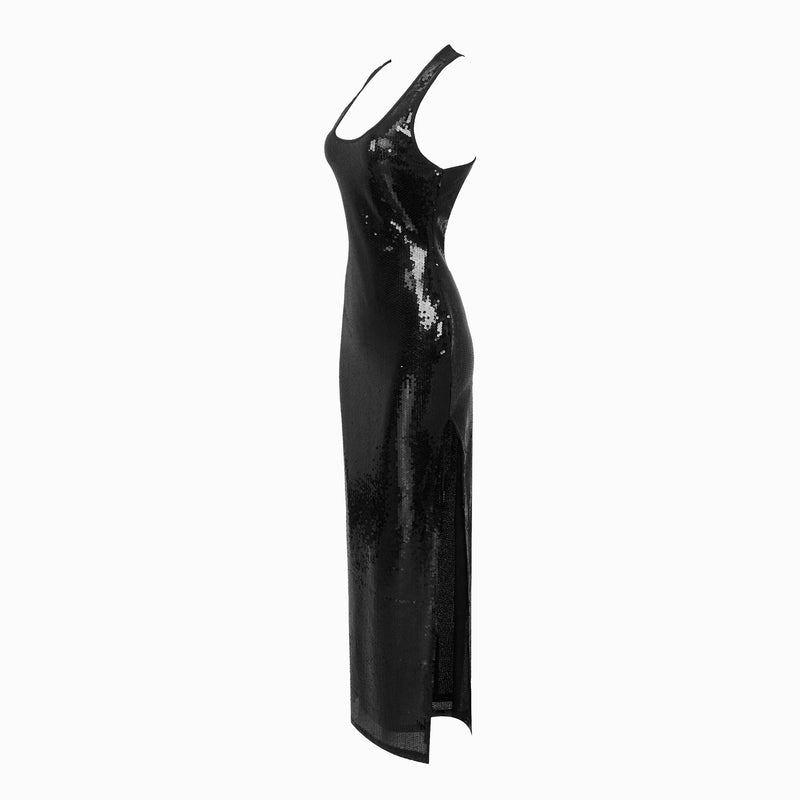 Black sequins slit dress