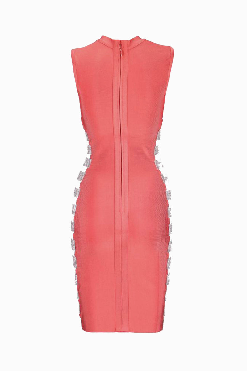 Salmon jewels stripes dress