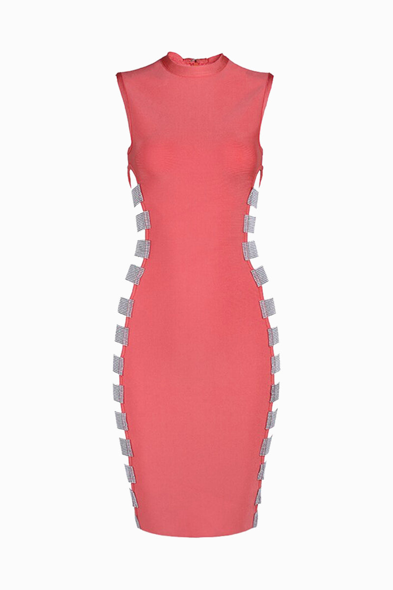 Salmon jewels stripes dress