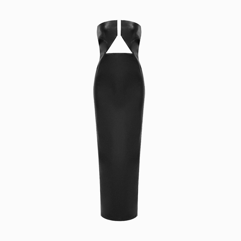 Black leather dress