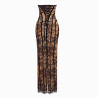 Abito lungo nero bustier con pizzo