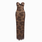 Abito lungo nero bustier con pizzo