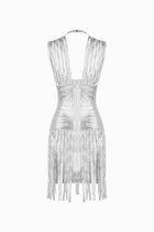 Silver metallized tassels dress
