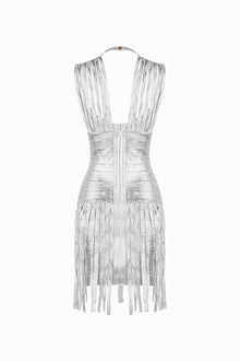 Silver metallized tassels dress