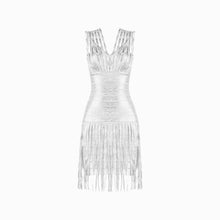 Silver metallized tassels dress