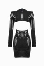 Black cutouts sequins dress