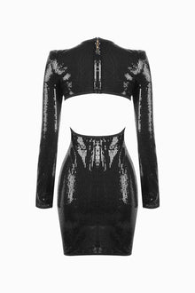 Black cutouts sequins dress