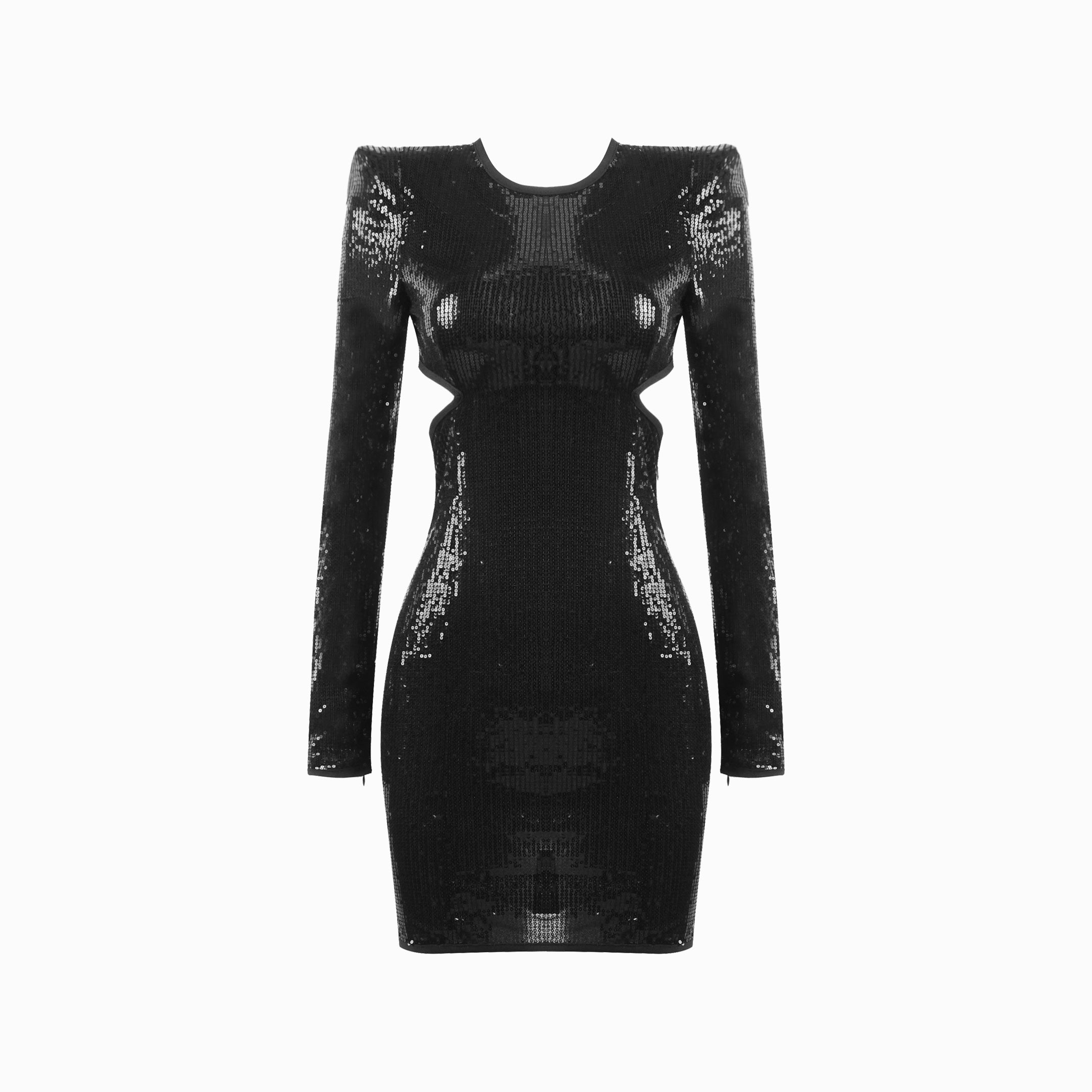 Black cutouts sequins dress
